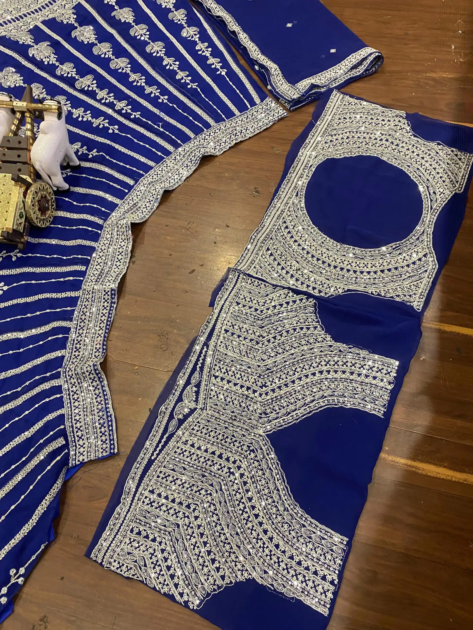 Attractive Royal Blue Color Georgette Embroidered Lehenga Choli