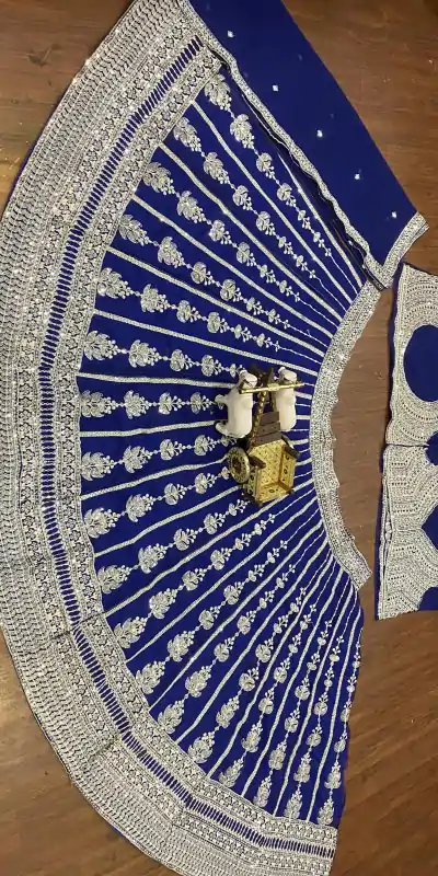 Attractive Royal Blue Color Georgette Embroidered Lehenga Choli