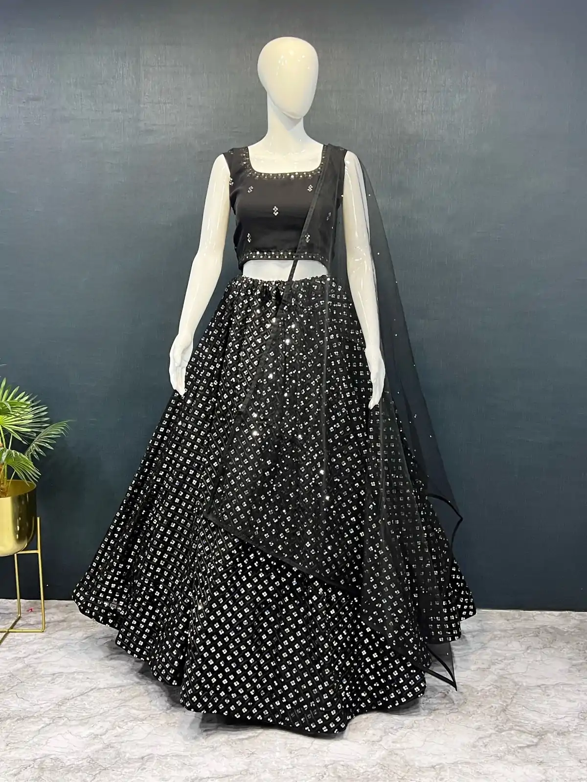 Grand Black Color Georgette Embroidery Lehenga Choli