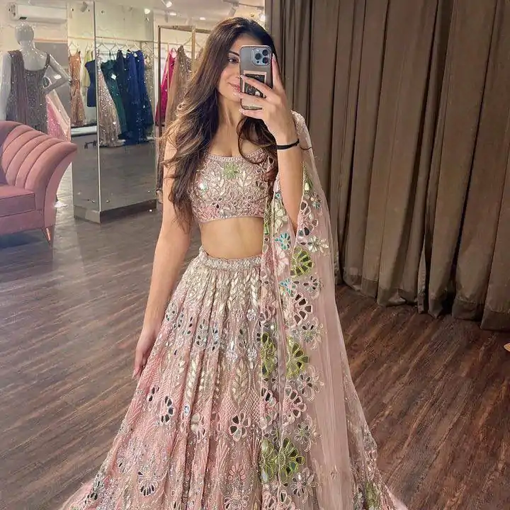 Grand Light Pink Color Soft Butterfly Net Embroidered Lehenga Choli