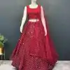 Grand Red Color Georgette Embroidery Lehenga Choli