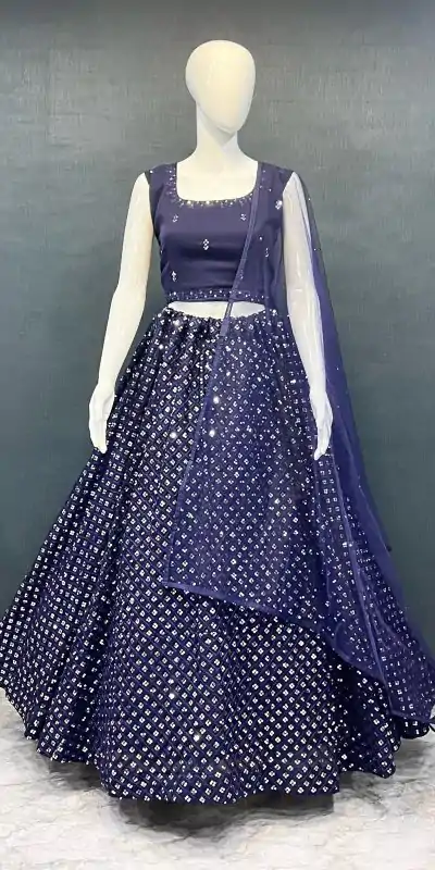 Grand Royal Blue Color Georgette Embroidery Lehenga Choli