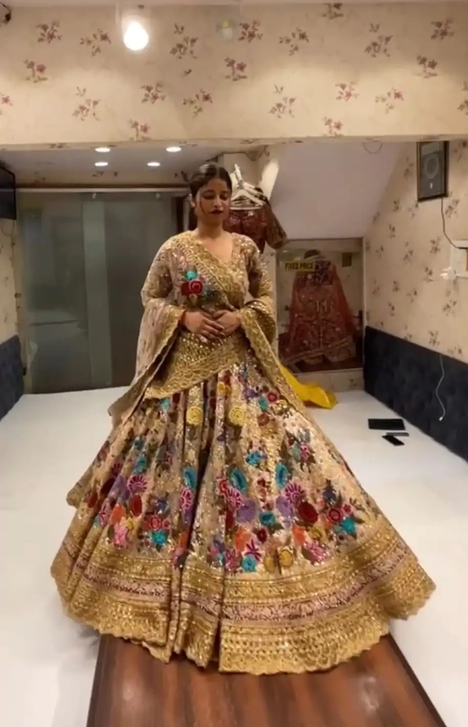 Special Golden Color Georgette Embroidered Sequins Lehenga Choli