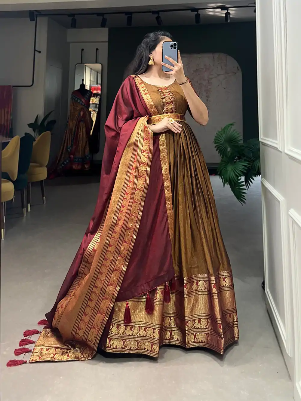YNF 5313 Mustard Color Narayan Pet Zari Weaving Work Gown Casual, Wedding, Festive, Events, Designer Party Wear, Delivery 4-6 Working Days @1899 | Gowns, Bollywood Gowns, Creative Gowns, Designer Gowns, Embroidered Gowns, Party Wear Gowns
