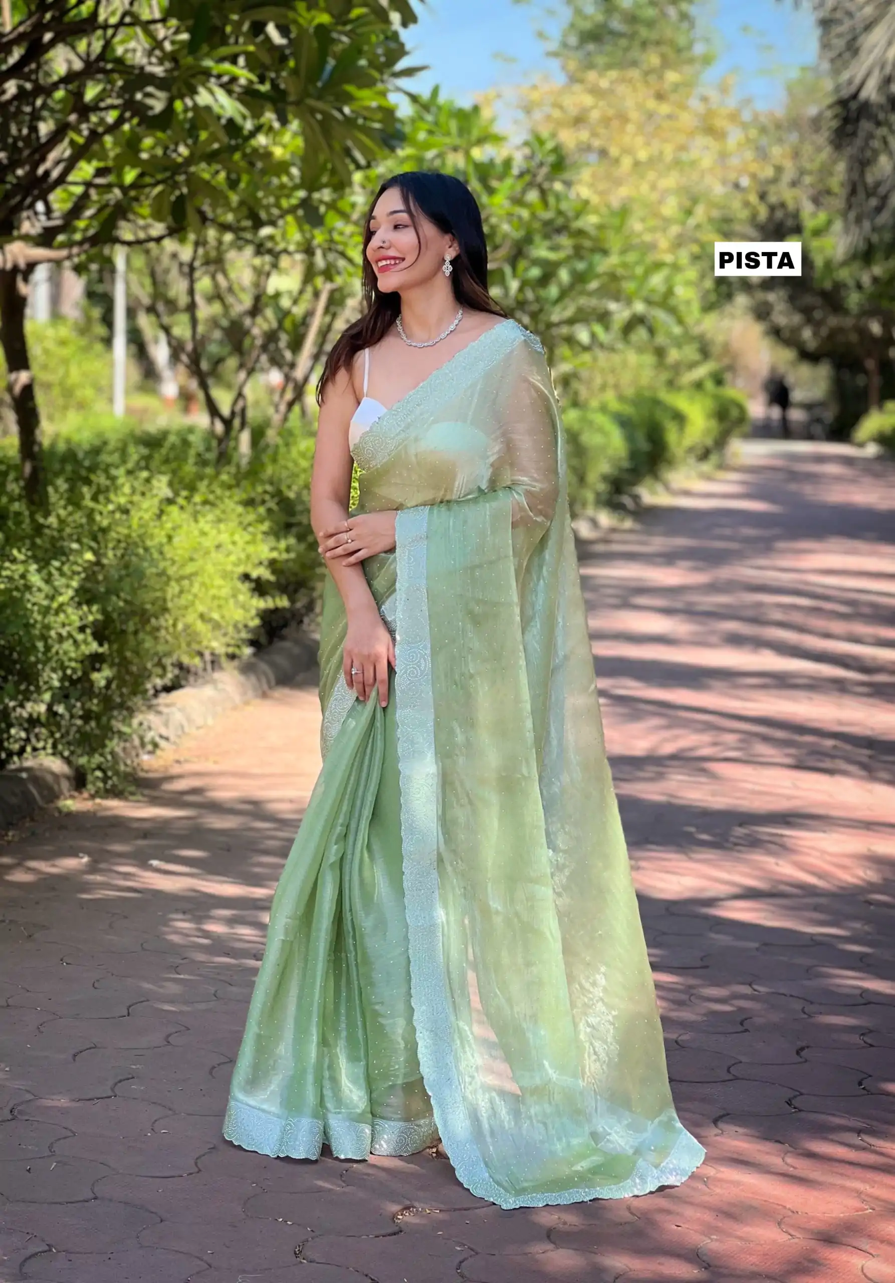 DF Burberry Pista Green Color Burberry Silk Diamond Sequins Saree Casual, Party Wear, Wedding, Events Etc Delivery Expected.4-6 Working Days 1899/- | Sarees, Bollywood Sarees, Creative Sarees, Designer Sarees, Embroidered Sarees, Ethnic Saree, Modern Digital sarees, Party Wear Sarees
