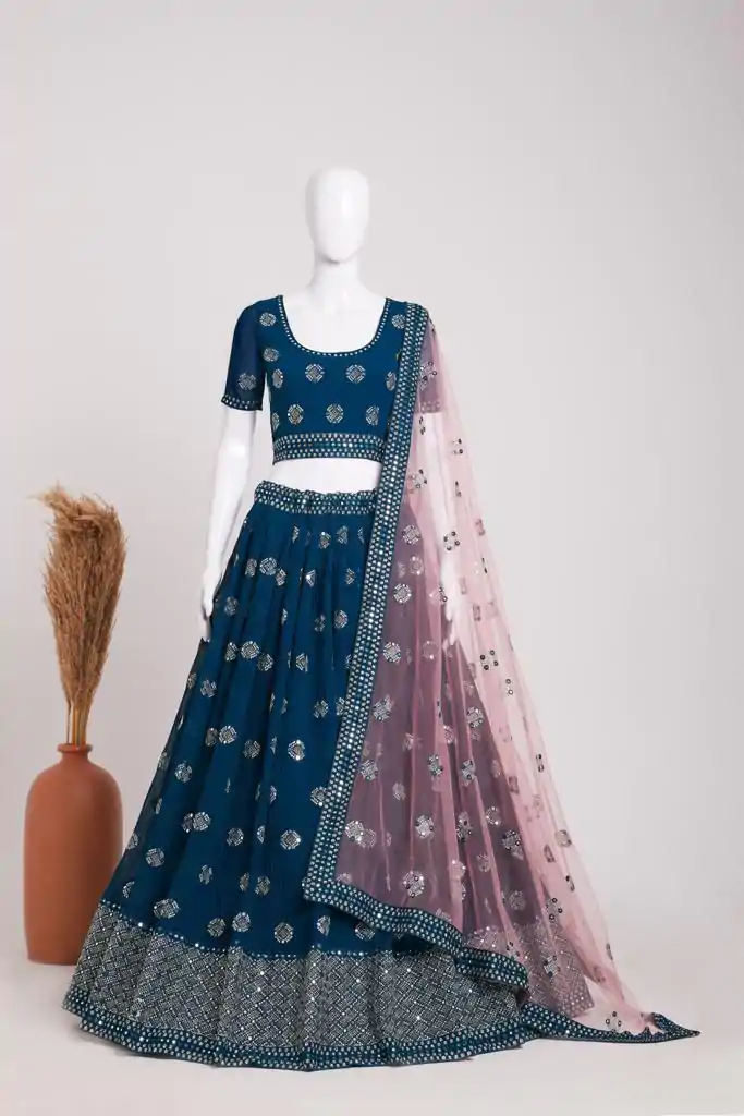 RC 261 Blue Color Heavy Georgette Embroidery Sequins Lehenga Choli Casual, Party Wedding, Festive, Events Etc. Delivery  4-6 Working Days 3099/- | Lehenga, Bollywood Lehenga, Creative Lehenga, Designer Lehenga, Embroidered Lehenga, Party Wear Lehenga