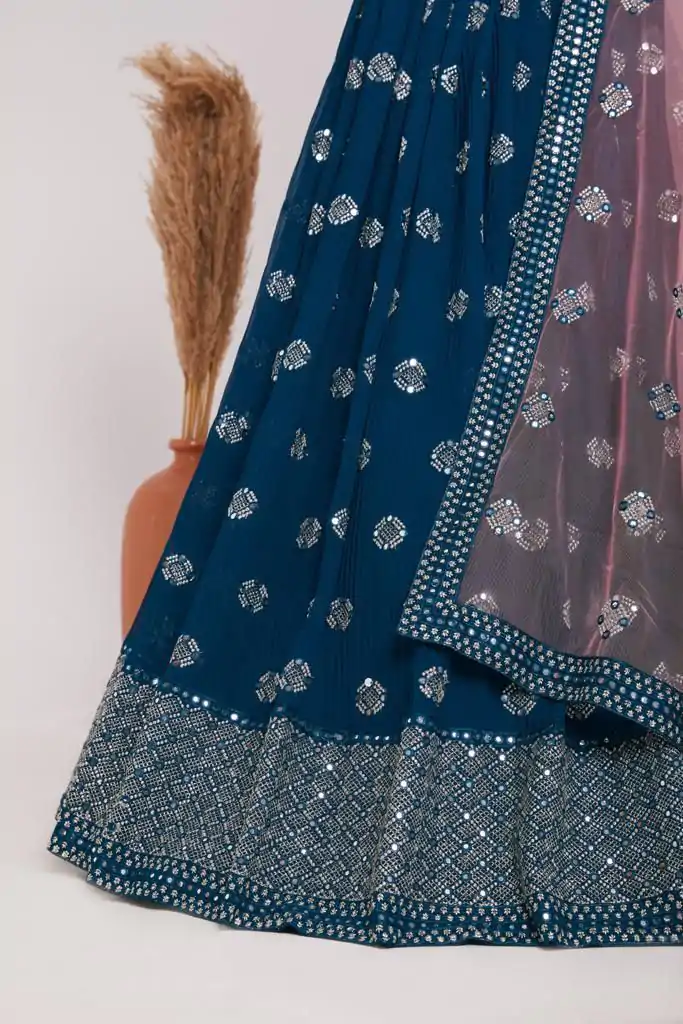 RC 261 Blue Color Heavy Georgette Embroidery Sequins Lehenga Choli Casual, Party Wedding, Festive, Events Etc. Delivery  4-6 Working Days 3099/- | Lehenga, Bollywood Lehenga, Creative Lehenga, Designer Lehenga, Embroidered Lehenga, Party Wear Lehenga