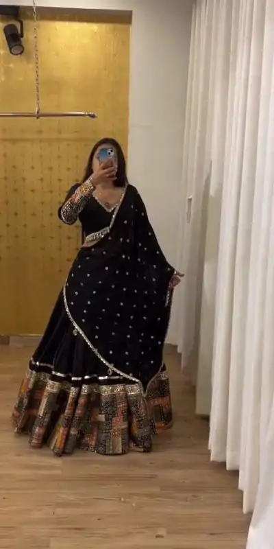 Grand Black Color Georgette Embroidery Sequence Lehenga Choli
