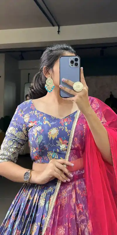 Grand Lavender Color Chinon Digital Printed Embroidery Lehenga Choli