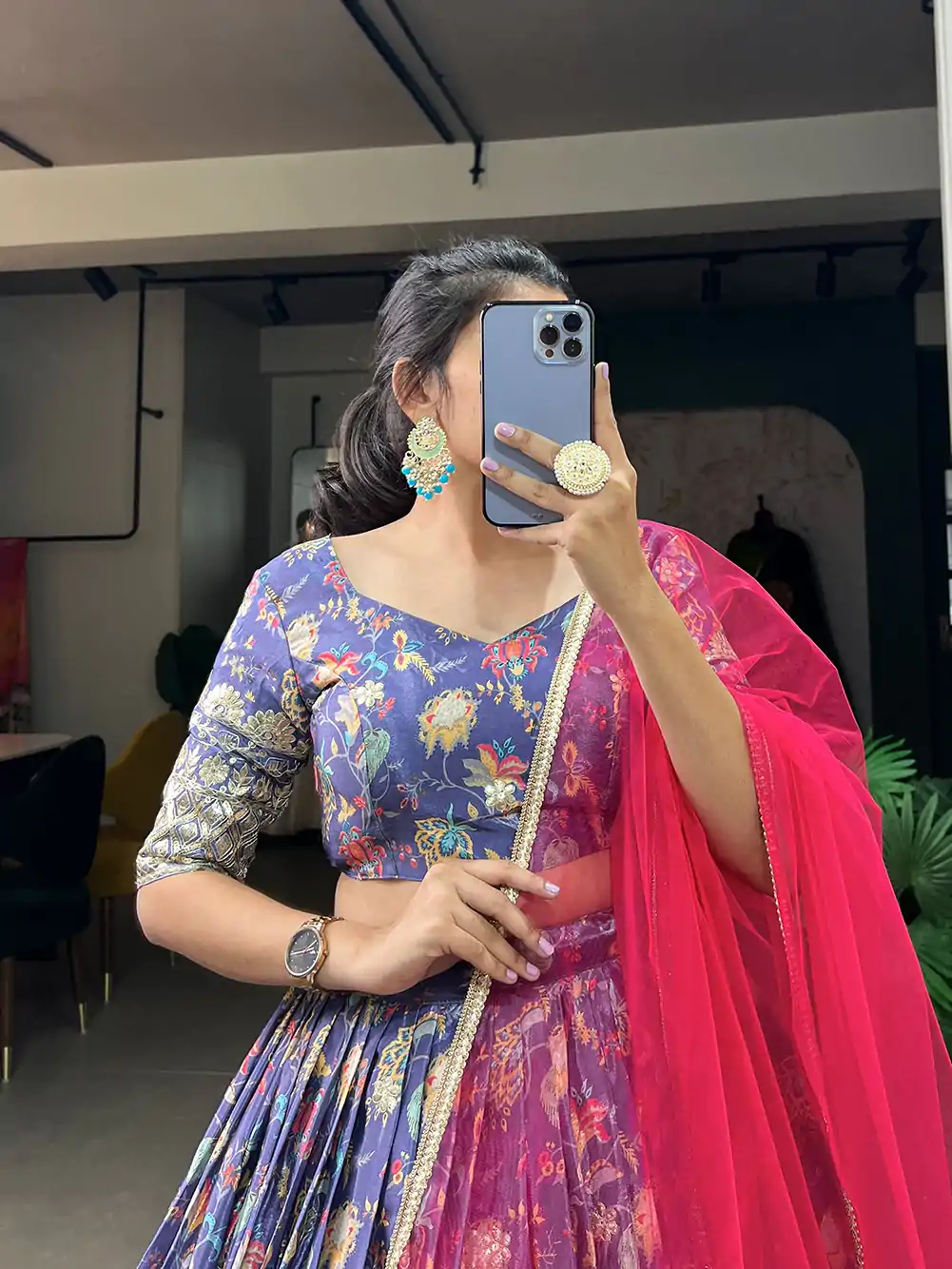 Grand Lavender Color Chinon Digital Printed Embroidery Lehenga Choli