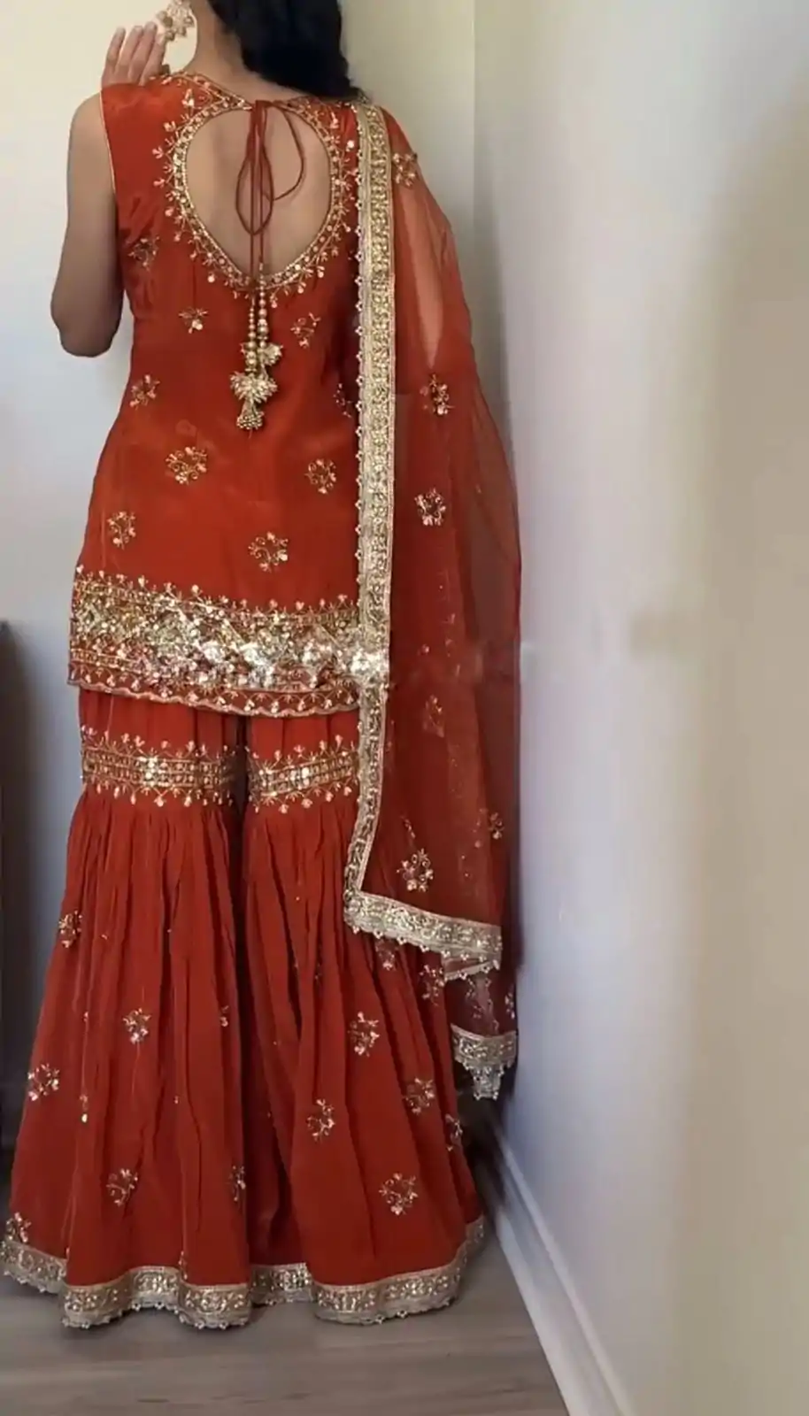 Luminous Brown Color Georgette Embroidery Sequence Salwar Suit