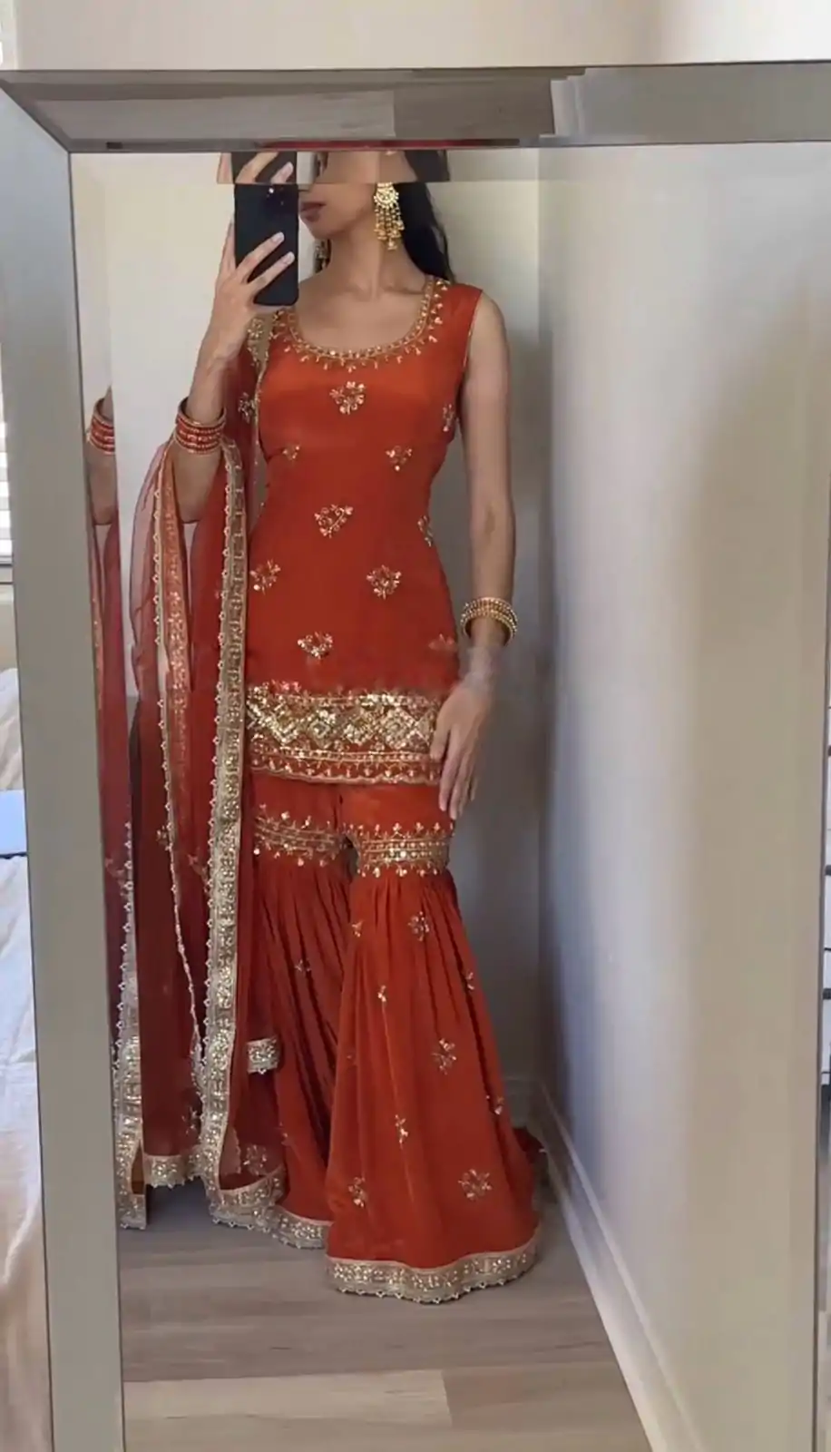 Luminous Brown Color Georgette Embroidery Sequence Salwar Suit