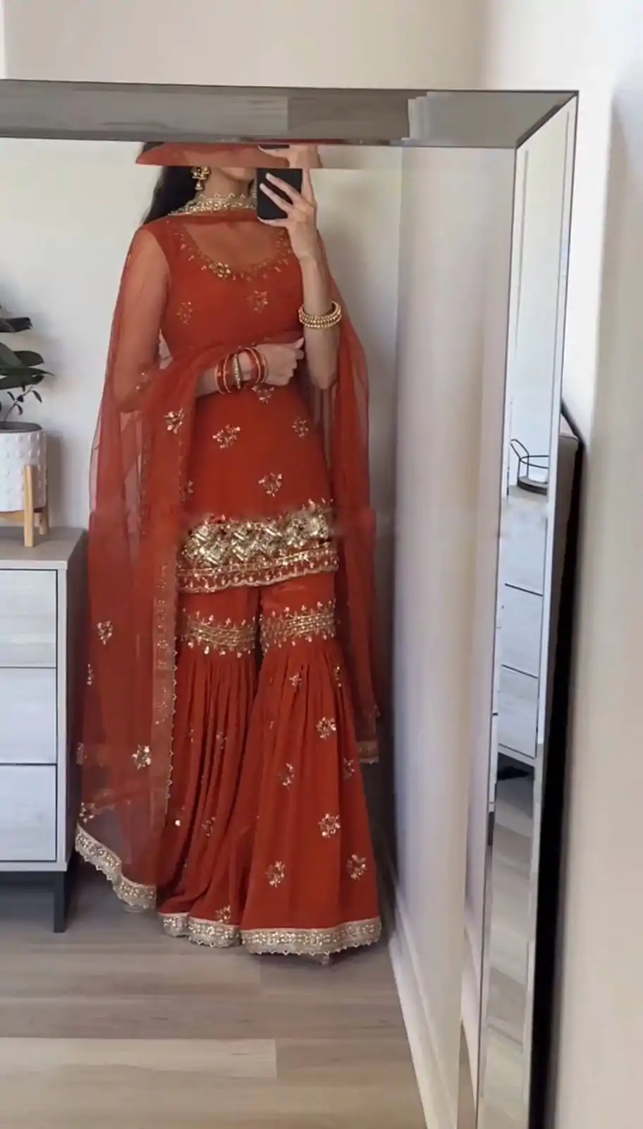 Luminous Brown Color Georgette Embroidery Sequence Salwar Suit