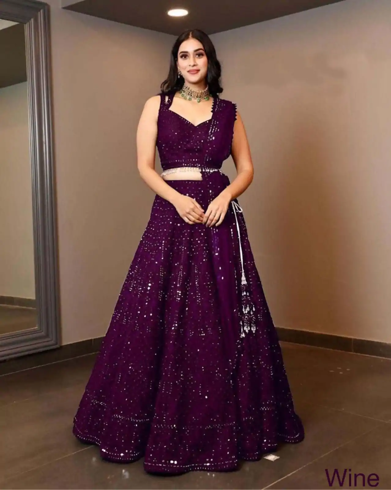Luminous Purple Color Georgette Embroidery Work Lehenga Choli