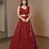 Luminous Red Color Georgette Embroidery Work Lehenga Choli