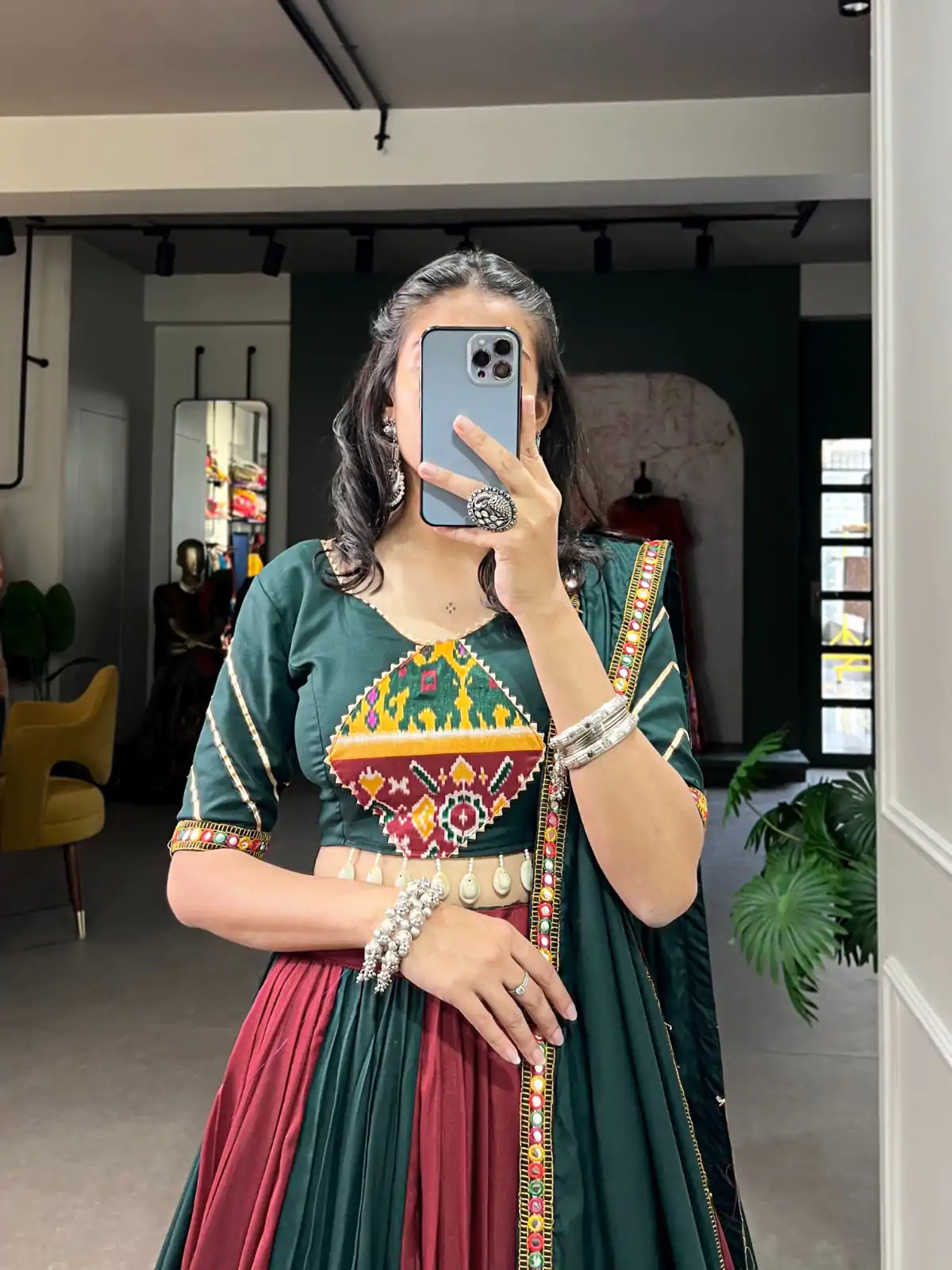 Majestic Green Color Rayon Printed Silk Work Lehenga Choli