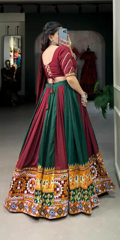 Majestic Maroon Color Rayon Printed Silk Work Lehenga Choli