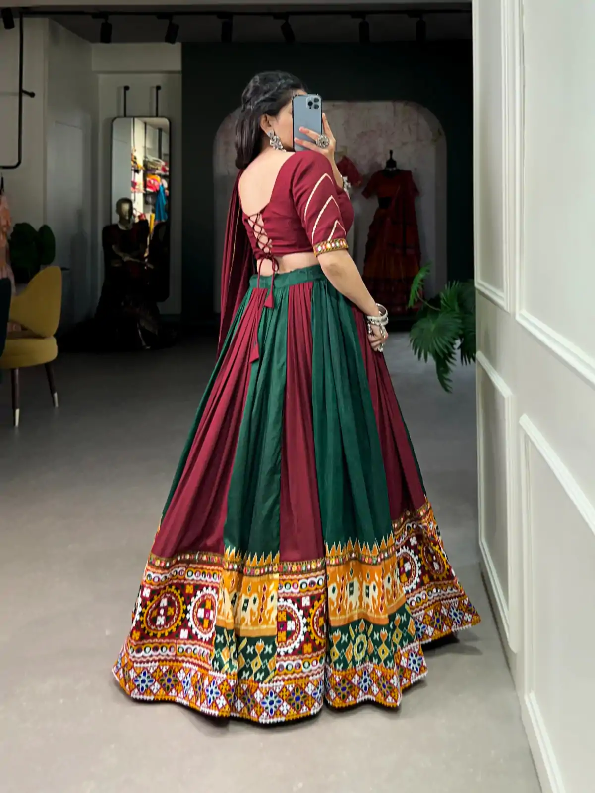 Majestic Maroon Color Rayon Printed Silk Work Lehenga Choli