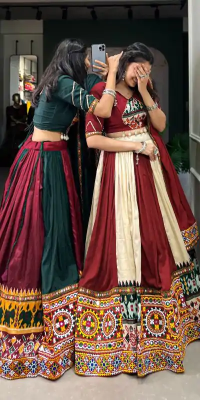 Majestic Off White Color Rayon Printed Silk Work Lehenga Choli