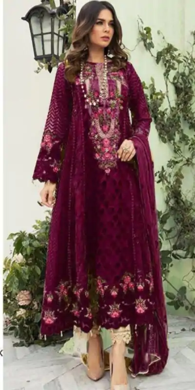 Majestic Purple Color Georgette Embroidery Work Salwar Suit
