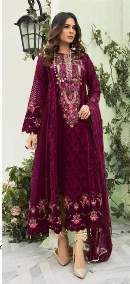 Majestic Purple Color Georgette Embroidery Work Salwar Suit