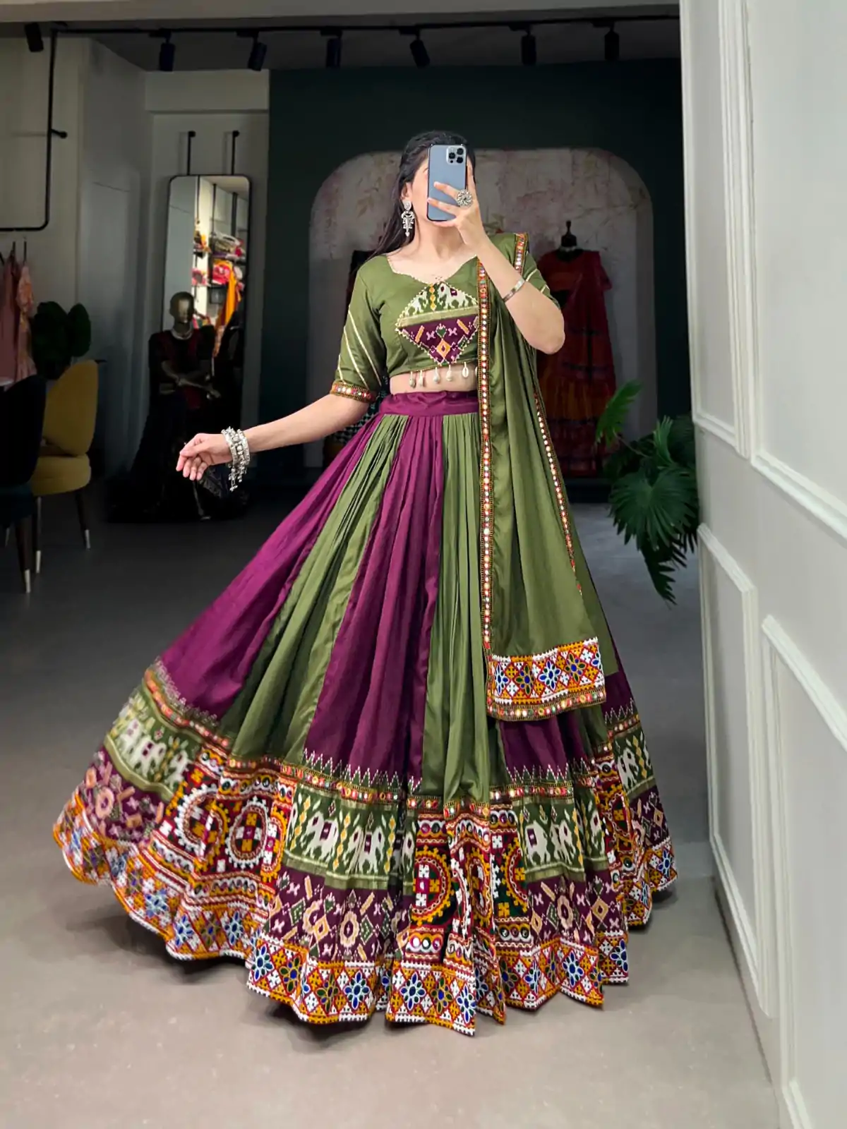 Majestic Wine Color Rayon Printed Silk Work Lehenga Choli