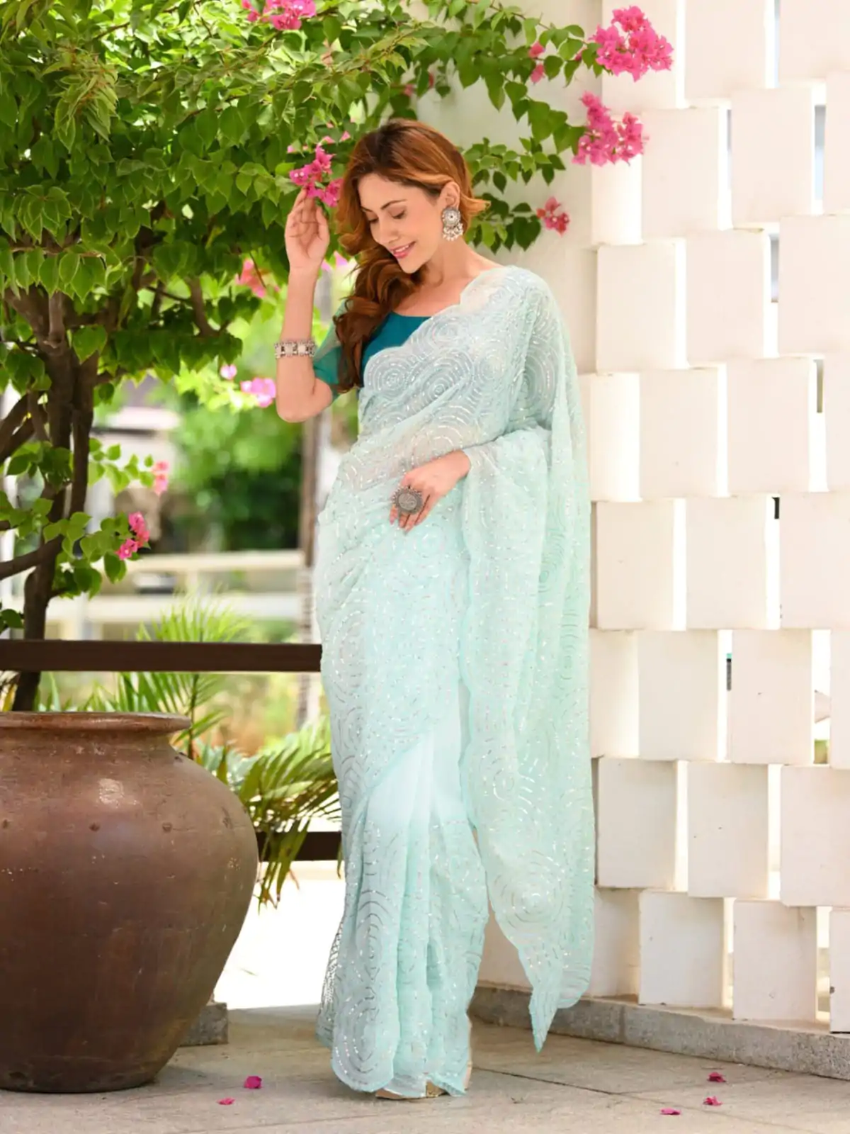 JR 622 Light Blue Color Georgette Sequence Work Casual, Party Wear, Wedding, Events Etc. Expected Delivery 4-6 Working Days @1849/- | Sarees, Bollywood Sarees, Creative Sarees, Designer Sarees, Embroidered Sarees, Ethnic Saree, Modern Digital sarees, Party Wear Sarees