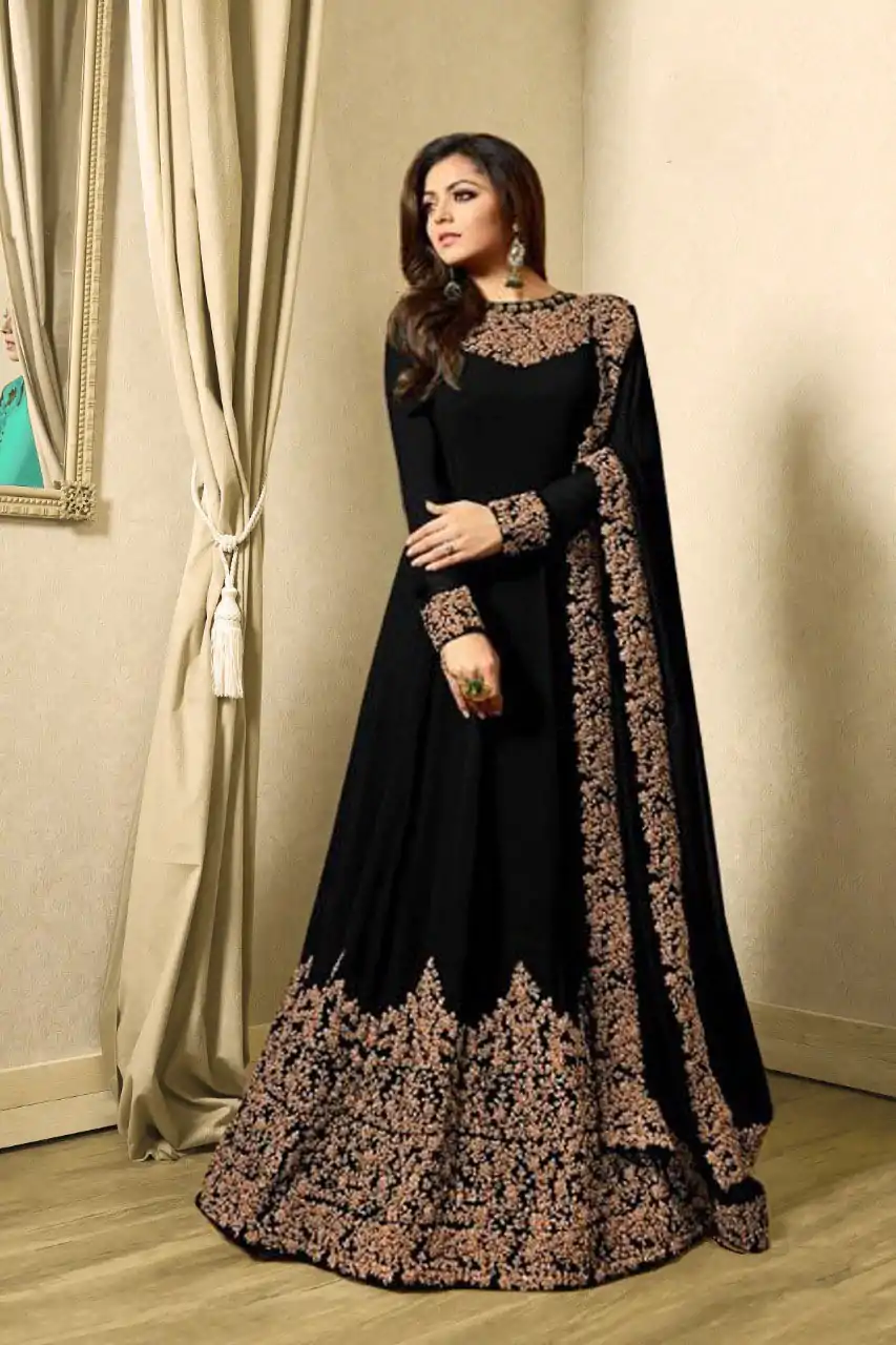 Superb Black Color Georgette Cording Sharara Suit