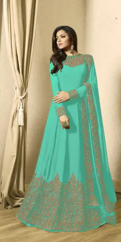 Superb Blue Color Georgette Cording Sharara Suit