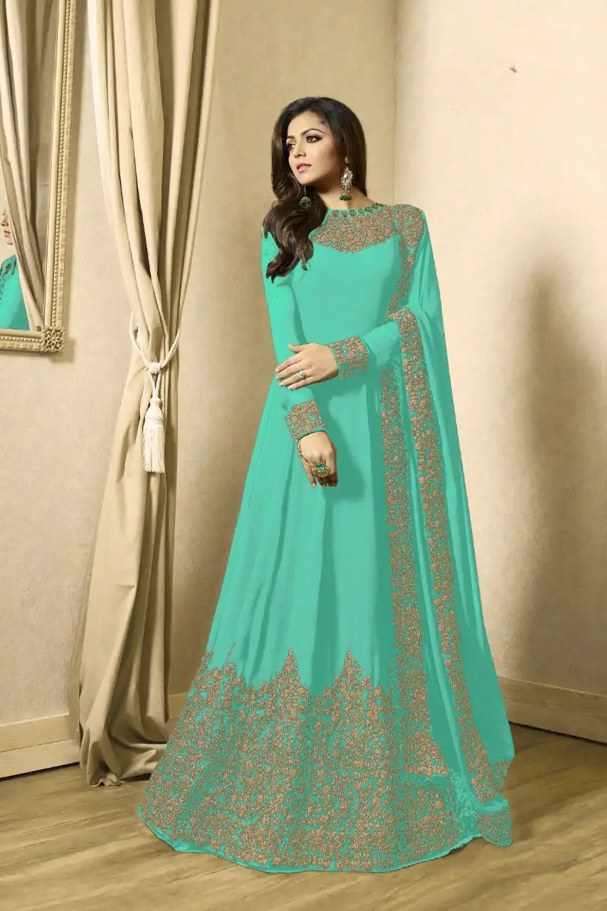 Superb Blue Color Georgette Cording Sharara Suit