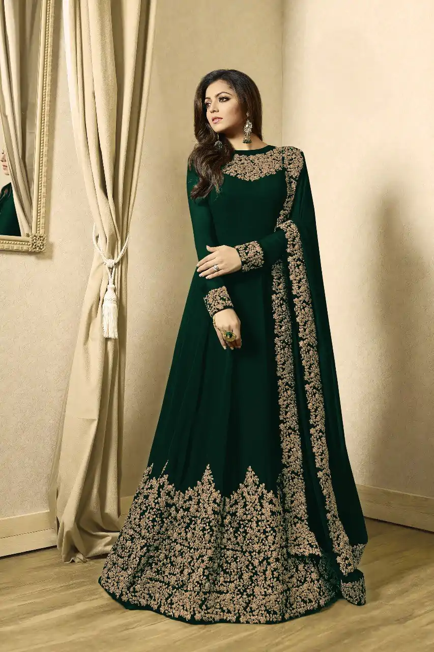 Superb C Green Color Georgette Cording Sharara Suit