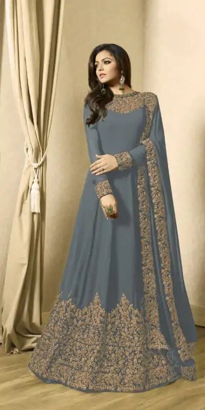 Superb Cement Color Georgette Cording Sharara Suit