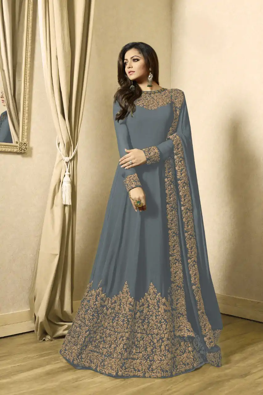 Superb Cement Color Georgette Cording Sharara Suit