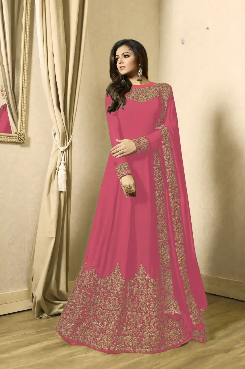 Superb Pink Color Georgette Cording Sharara Suit