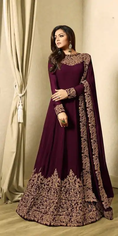 Superb Purple Color Georgette Cording Sharara Suit