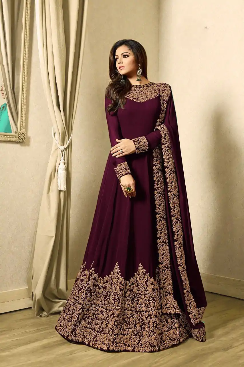 Superb Purple Color Georgette Cording Sharara Suit