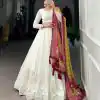 White Georgette Lucknowi Paper Mirror Lehenga Choli