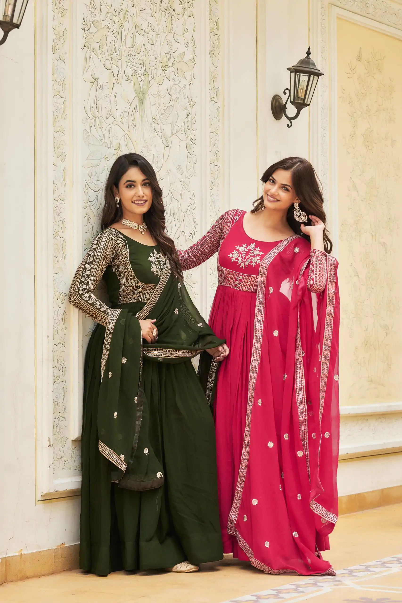 Artfully Green Color Georgette Sequence Embroidery Gown