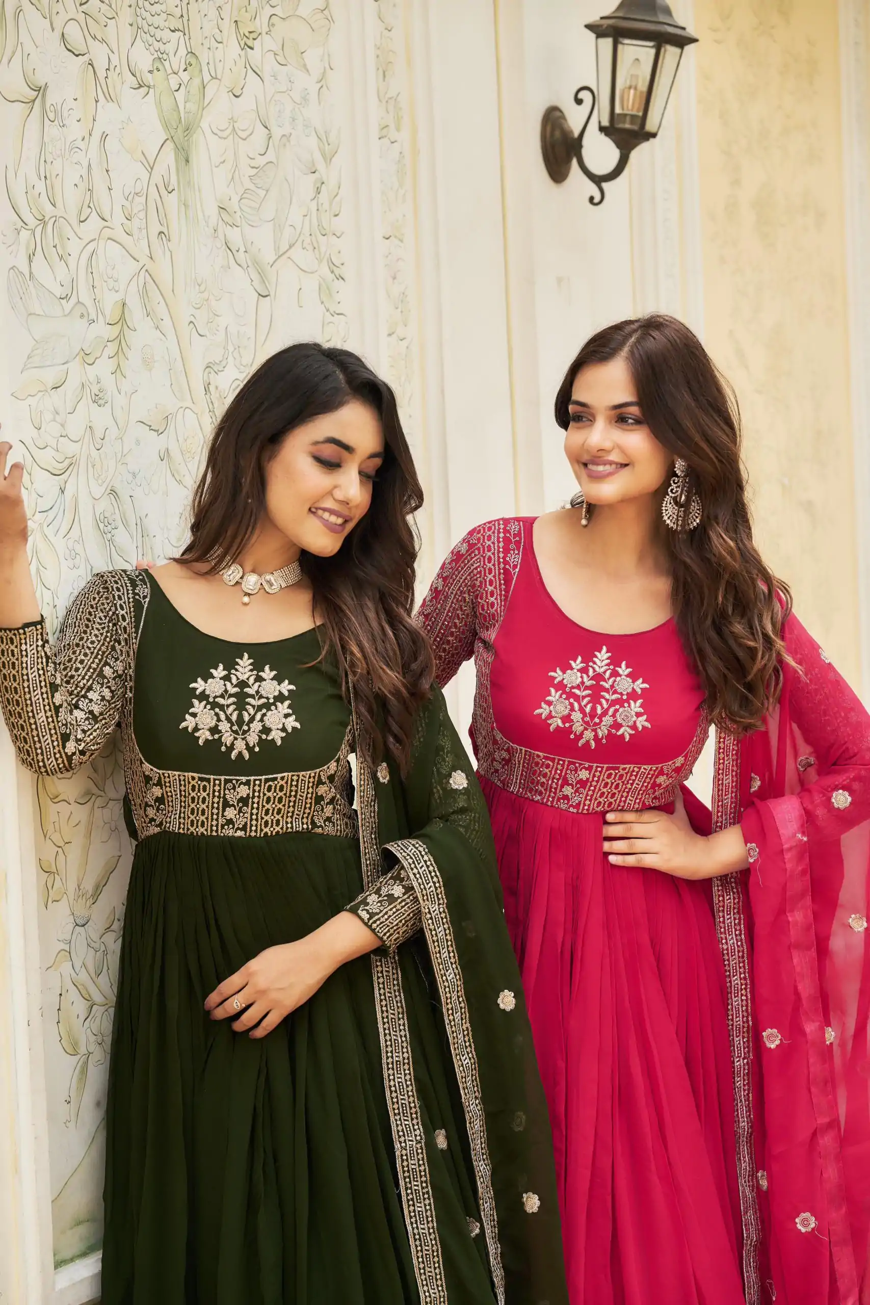 Artfully Pink Color Georgette Sequence Embroidery Gown