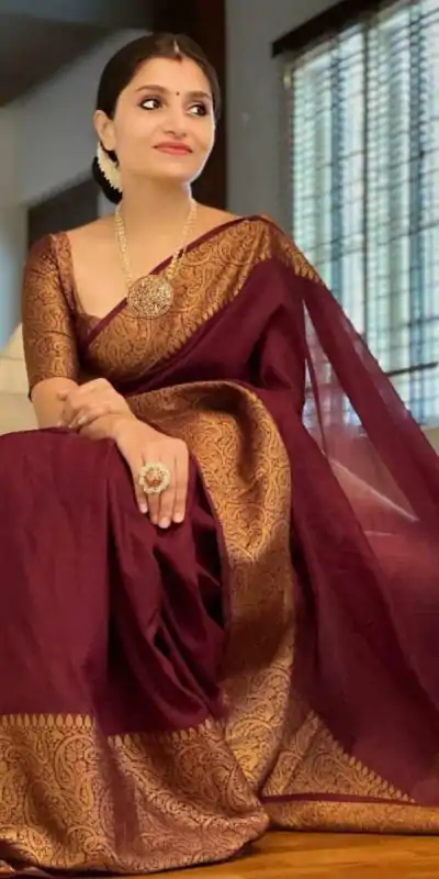 KP 3042 Maroon  Color Soft Lichi Silk Jacquard On All Over Saree Casual, Party Wear, Wedding, Events Etc. Expected Delivery 4-6 Working Days @1349/- | Sarees, Bollywood Sarees, Creative Sarees, Designer Sarees, Embroidered Sarees, Ethnic Saree, Modern Digital sarees, Party Wear Sarees