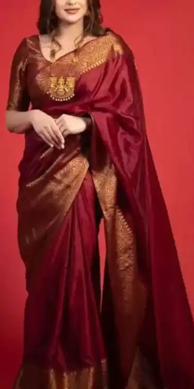 Stylish Maroon Color Soft Lichi Silk Cloth Jacquard All Over Saree