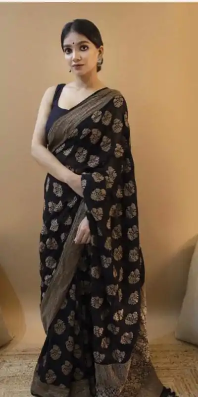KP 1082 Black Color Soft Lichi Silk Jacquard On All Over Saree Casual, Party Wear, Wedding, Events Etc. Expected Delivery 4-6 Working Days @1399/- | Sarees, Bollywood Sarees, Creative Sarees, Designer Sarees, Embroidered Sarees, Ethnic Saree, Modern Digital sarees, Party Wear Sarees