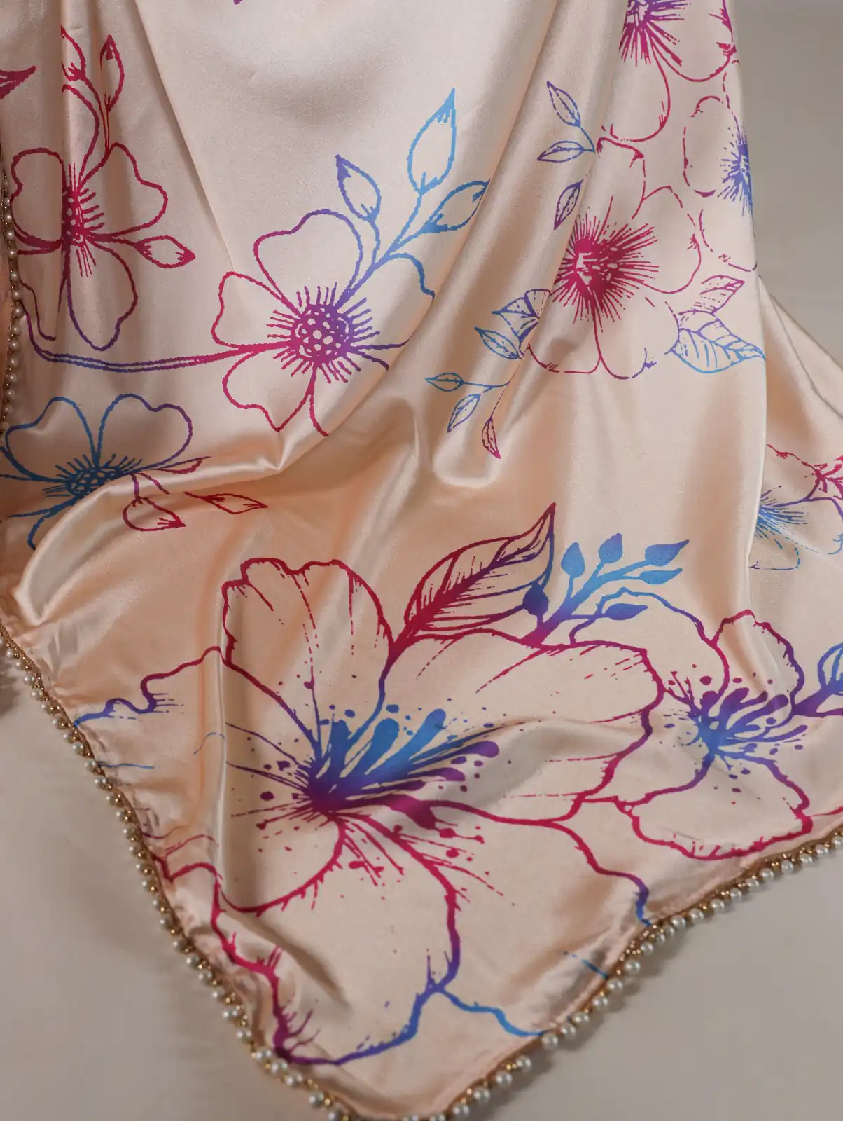 YNF 7028 Cream Color Satin Silk Floral Printed Lace Border Work Saree Casual Party Wear, Wedding, Events Etc. Expected Delivery 4-6 Working Days @1599/- | Sarees, Bollywood Sarees, Creative Sarees, Designer Sarees, Embroidered Sarees, Ethnic Saree, Modern Digital sarees, Party Wear Sarees