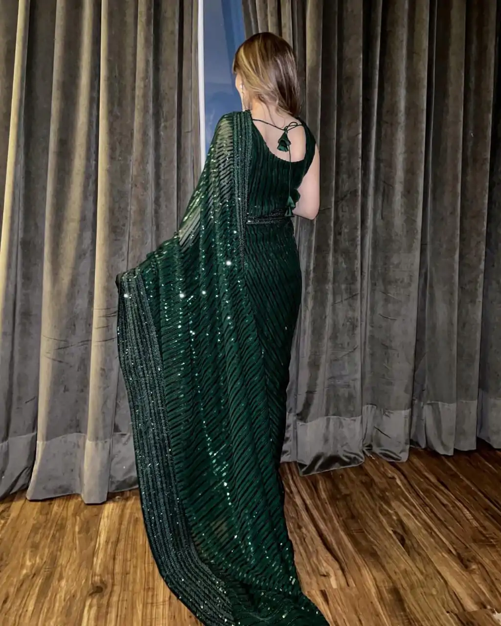 JR-620 Green Sequin Georgette With Embroidery Work Saree Casual, Party Wear, Wedding, Events Etc.4-6 Working Days @ 1748/- only | Sarees, Bollywood Sarees, Creative Sarees, Designer Sarees, Embroidered Sarees, Ethnic Saree, Modern Digital sarees, Party Wear Sarees