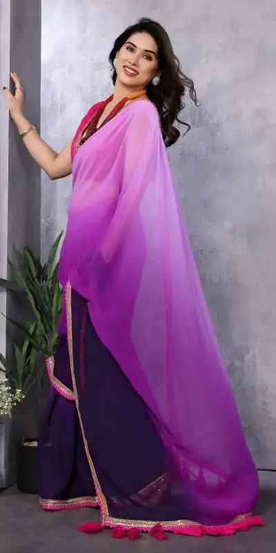 Jr Pop Purple : Faux Peding Georgette Party, Wedding, Festive, Events Etc. 4-6 Working Days @1549/- Only | Sarees, Bollywood Sarees, Creative Sarees, Designer Sarees, Embroidered Sarees, Ethnic Saree, Modern Digital sarees, Party Wear Sarees