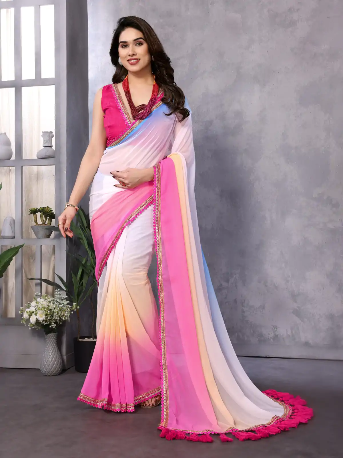 Jr Pop Sky Pink : Faux Peding Georgette Party, Wedding, Festive, Events Etc. 4-6 Working Days @1549/- Only | Sarees, Bollywood Sarees, Creative Sarees, Designer Sarees, Embroidered Sarees, Ethnic Saree, Modern Digital sarees, Party Wear Sarees