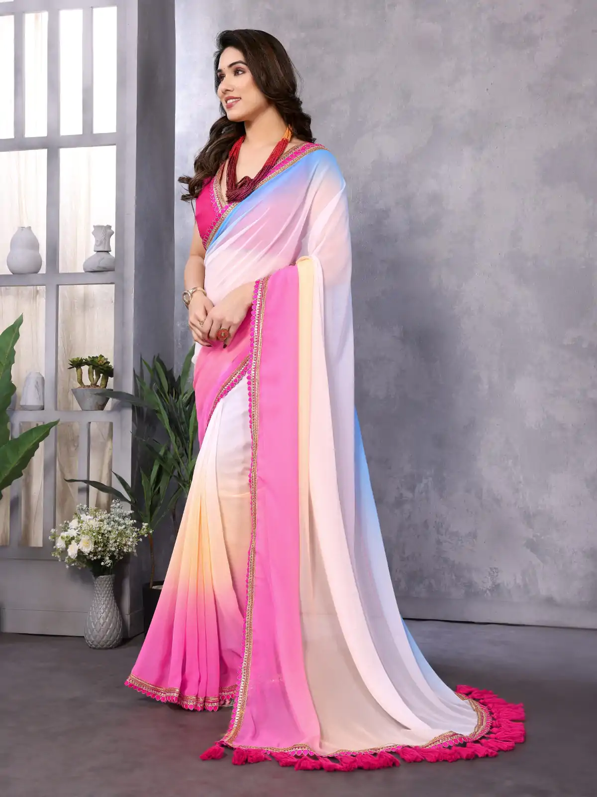 Jr Pop Sky Pink : Faux Peding Georgette Party, Wedding, Festive, Events Etc. 4-6 Working Days @1549/- Only | Sarees, Bollywood Sarees, Creative Sarees, Designer Sarees, Embroidered Sarees, Ethnic Saree, Modern Digital sarees, Party Wear Sarees