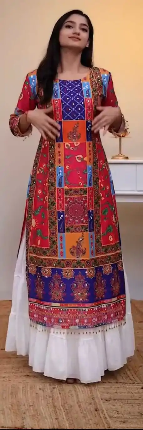 Fancy Red Color American Silk Digital Printed Diamond Lehenga Choli