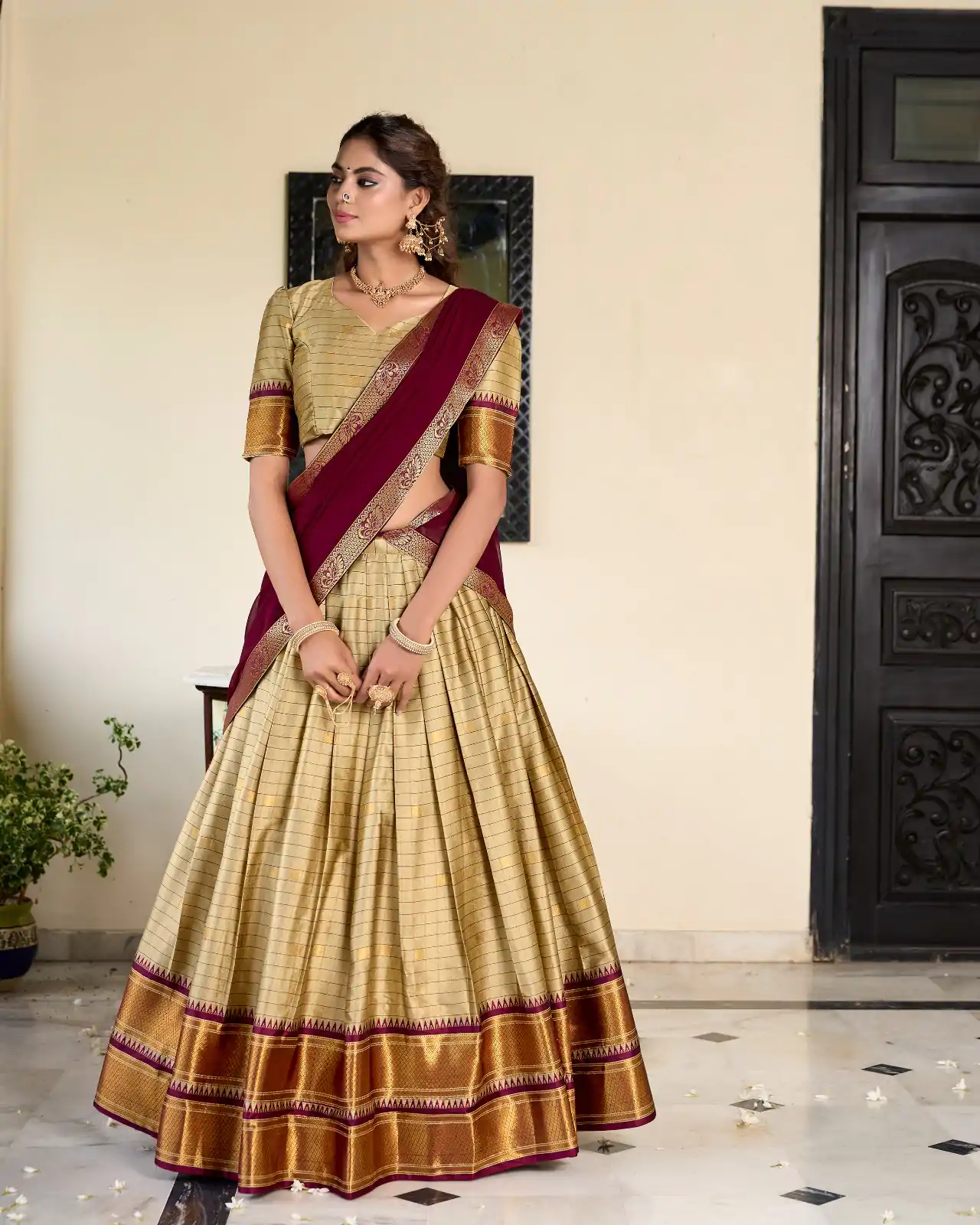 LNB 2050 Chiku Color Graceful Cotton Silk Weaving Paithani Concept Lehenga Choli Wedding, Festive, Events Expected Delivery 4-6 Working Days@2049/- Only | Lehenga, Bollywood Lehenga, Creative Lehenga, Designer Lehenga, Embroidered Lehenga, Party Wear Lehenga