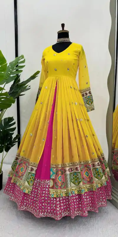 RTC 6453 Yellow Color Georgette Thread Sequence Lehenga Choli Wedding, Party, Festive, Events Etc. Expected Delivery 4-6 Working Days @2649/- | Lehenga, Bollywood Lehenga, Creative Lehenga, Designer Lehenga, Embroidered Lehenga, Party Wear Lehenga